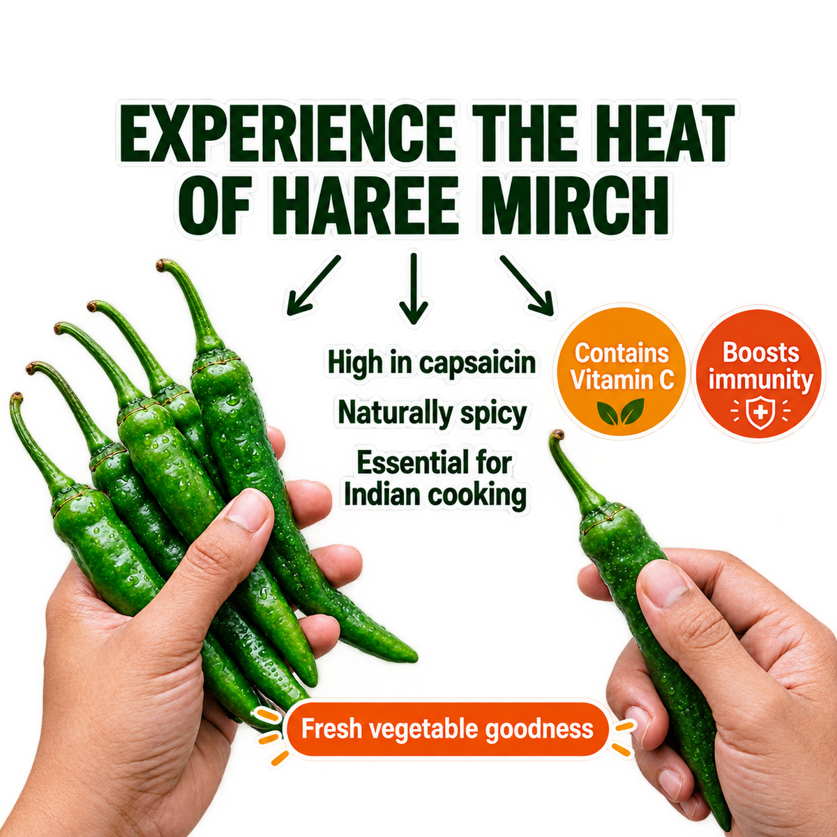 200g Fresh Haree Mirch (green Chili)
