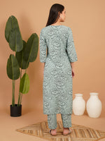 Sage Bloom Printed Straight Kurta Set