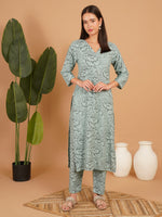 Sage Bloom Printed Straight Kurta Set