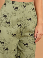 Olive Safari Printed Straight Kurta Set