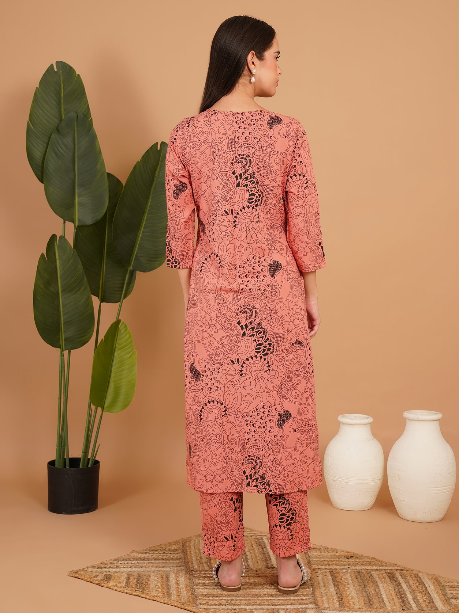 Blush Paisley Printed Straight Kurta Set