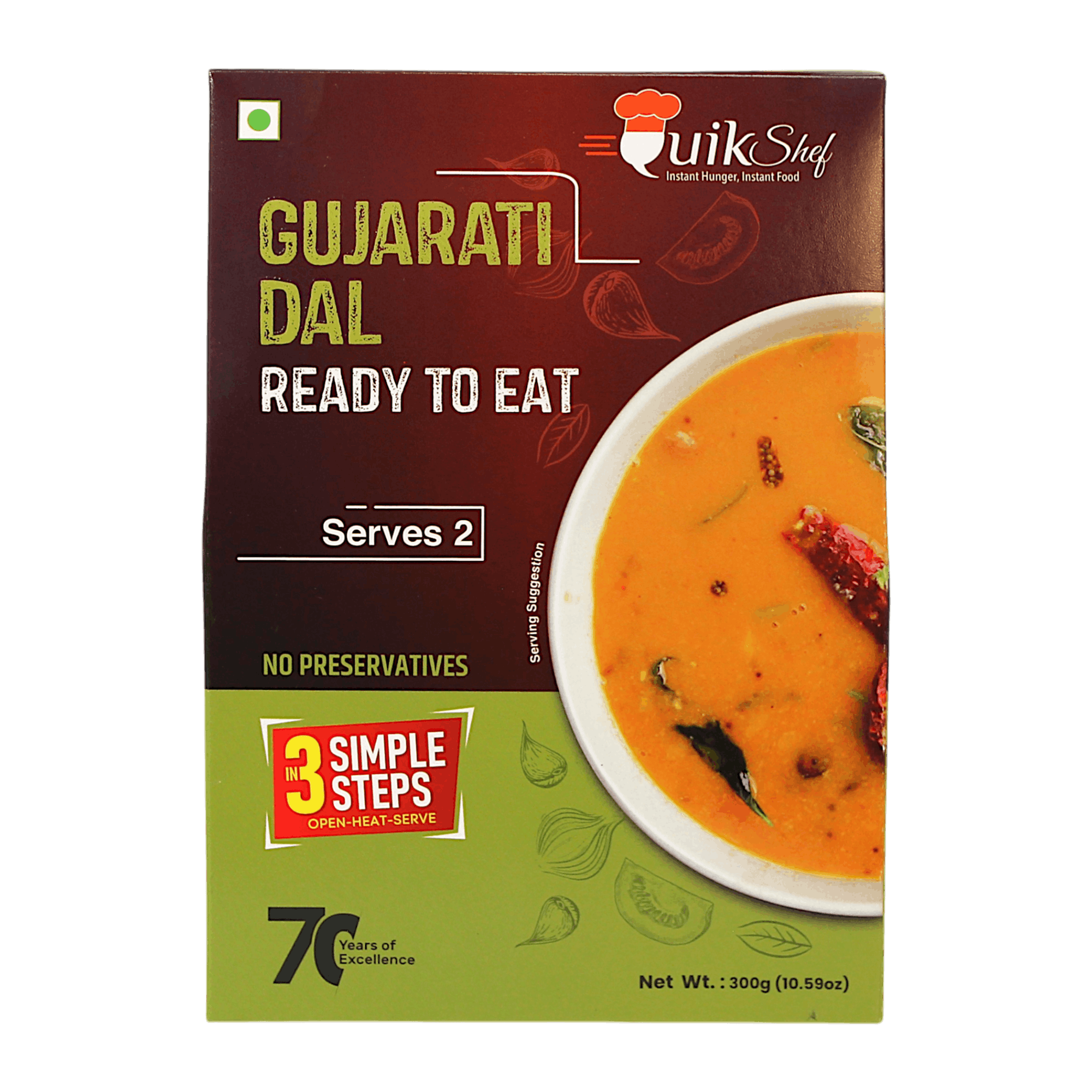 QuikShef  - 300g Gujarati Dal RTE (Serves 2)