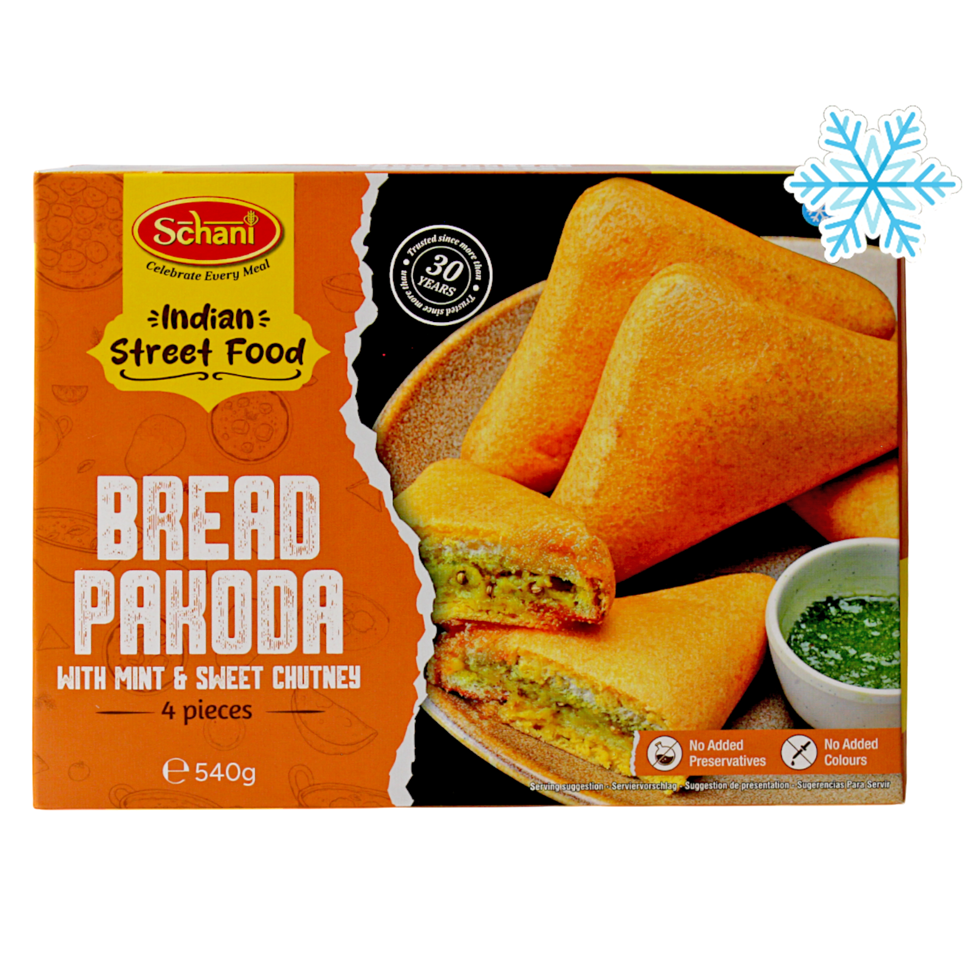 Schani - 540g (Frozen) Bread Pakoda (with Mint & Sweet Chutney) 4 pieces