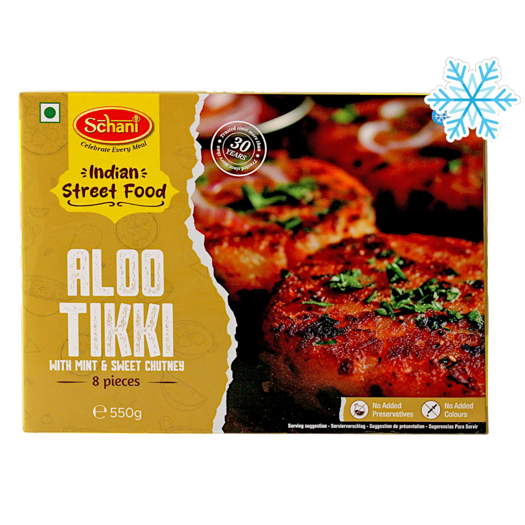 Schani - 550g (Frozen) Aloo Tikki (with Mint & Sweet Chutney) 8 pieces
