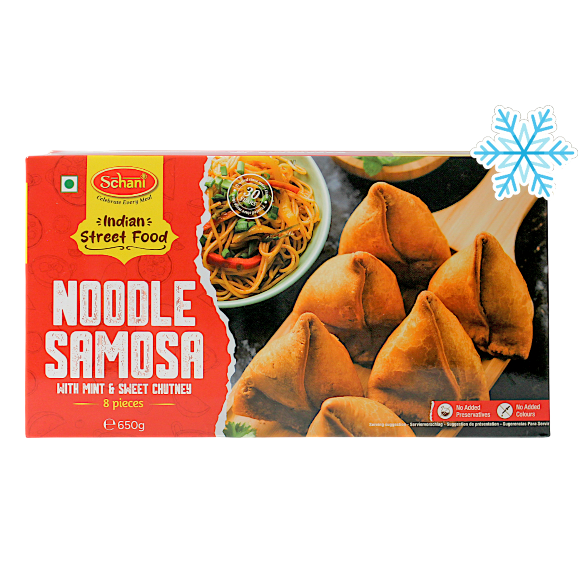Schani - 650g (Frozen) Noodle Samosa (with Mint & Sweet Chutney) 8 pieces