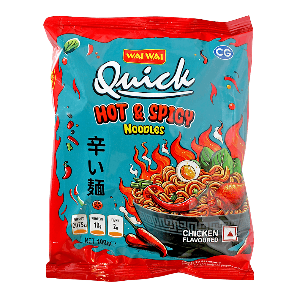 Wai Wai - 100g Quick Hot & Spicy Noodles (Chicken Flavor)