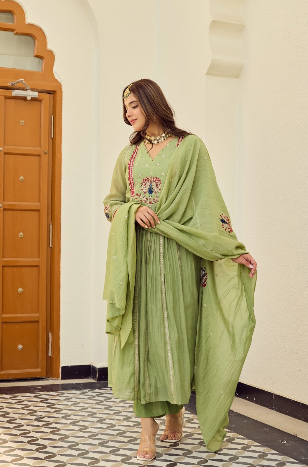 Embroidered Anarkali 3 Piece kurta Set