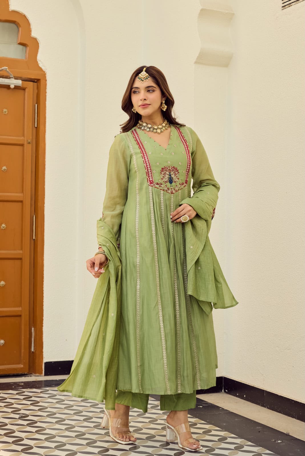 Embroidered Anarkali 3 Piece kurta Set
